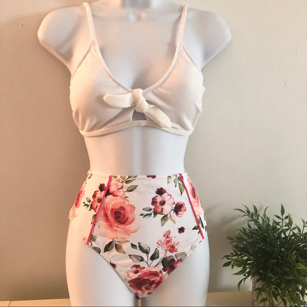 Floral High-Waisted Bikini Set